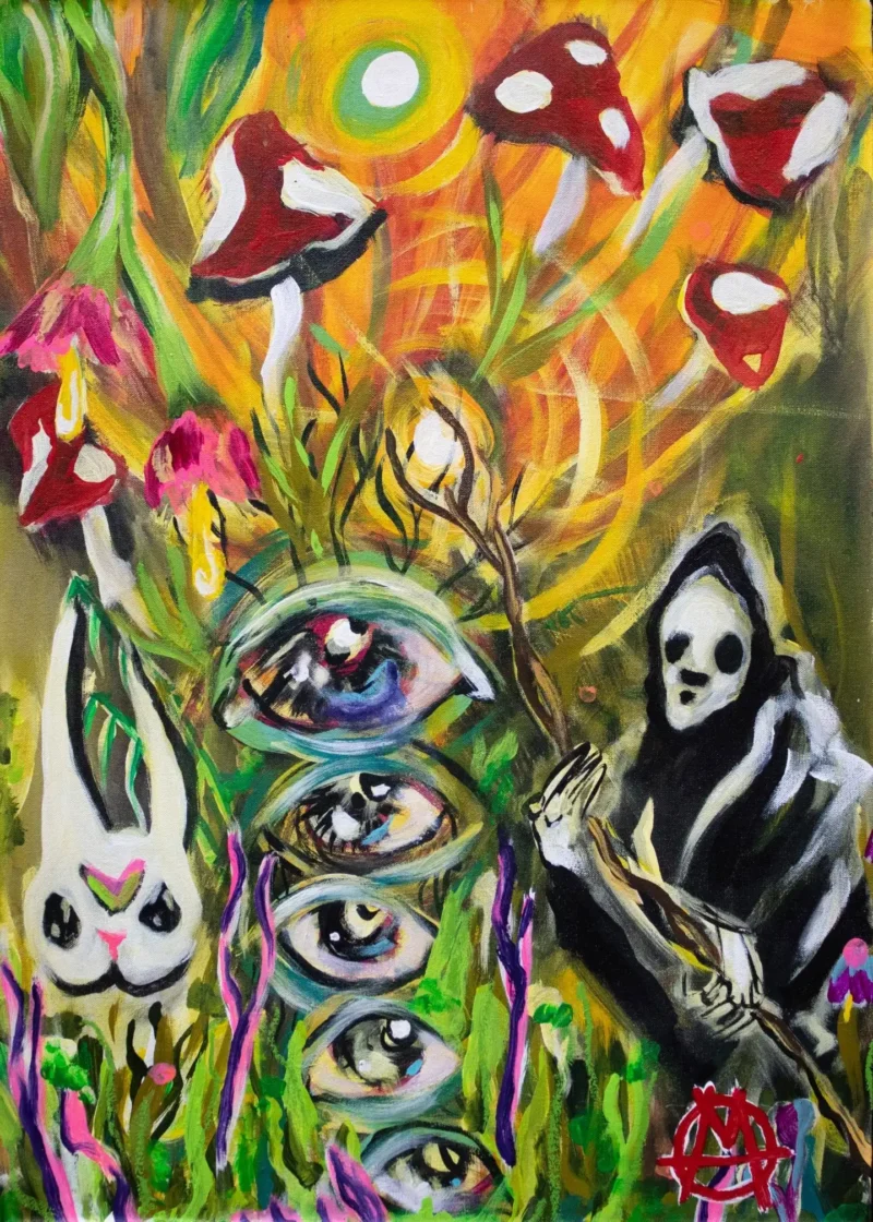 Whimsical Wizard and Mushrooms